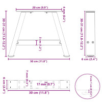 Produktbild för Soffbordsben A-formade 2 st 30x(30-31) cm stål