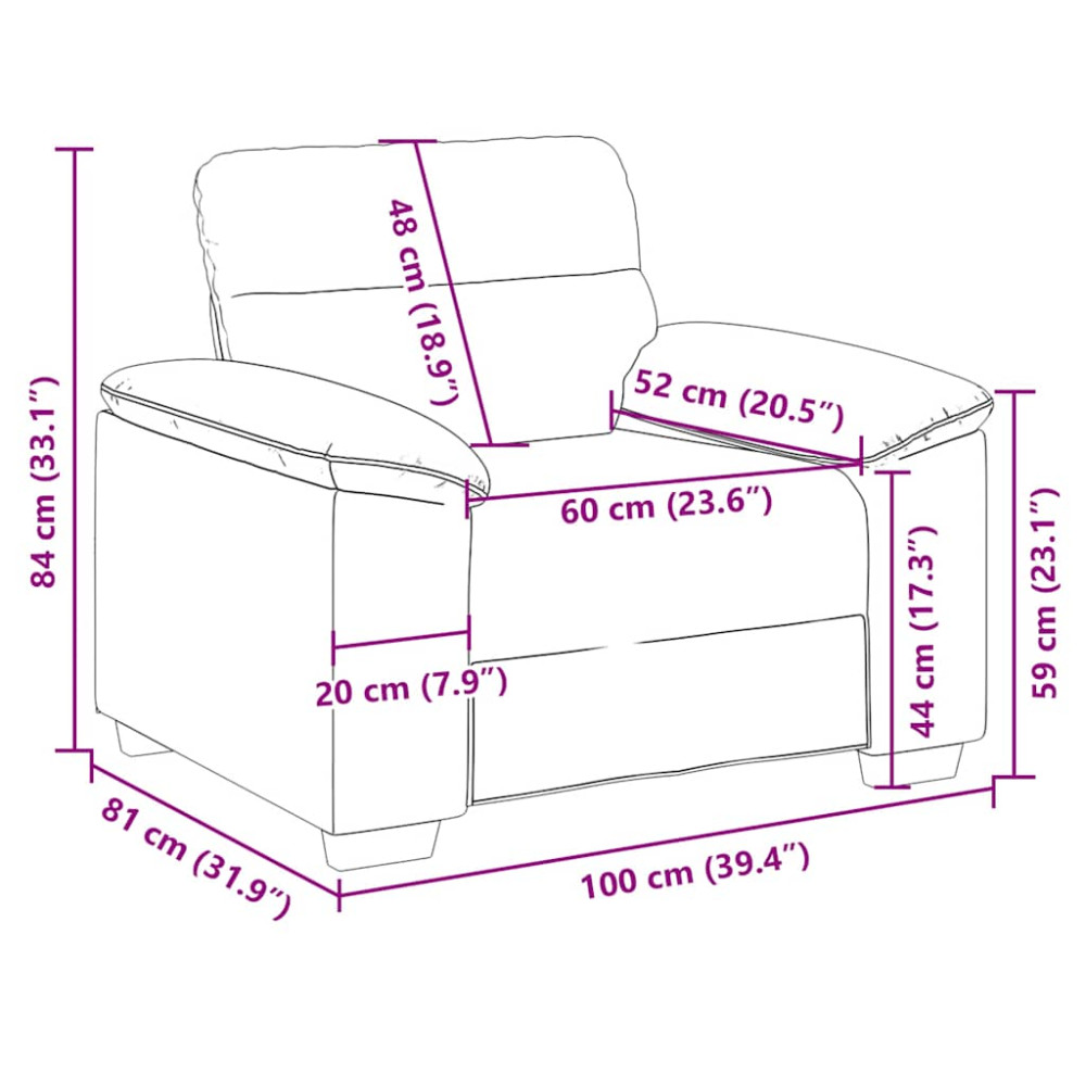 Produktbild för Soffstol ljusgrå 100x81x84 cm tyg