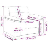 Produktbild för Soffstol ljusgrå 100x81x84 cm tyg