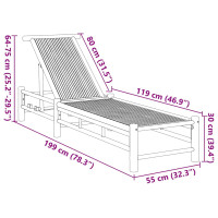 Produktbild för Solsäng 55x199x30 cm bambu