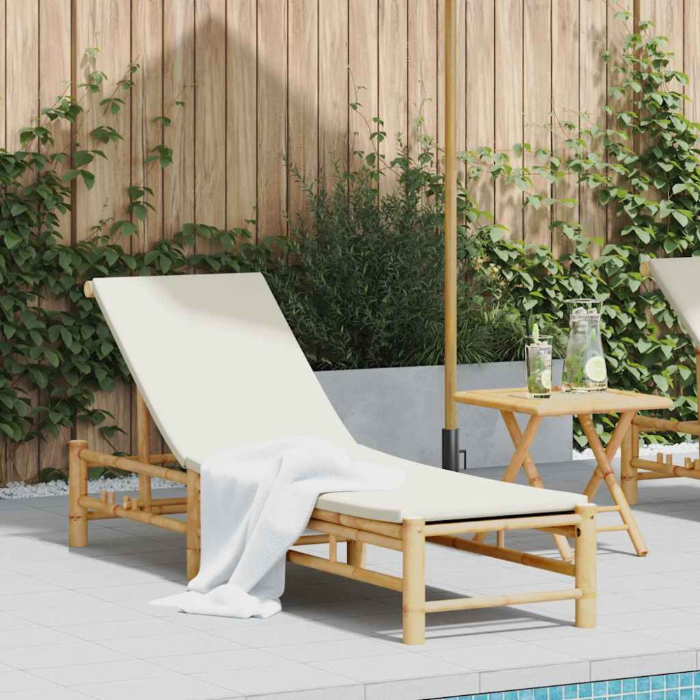 Produktbild för Solsäng med dynor 55x199x30 cm bambu