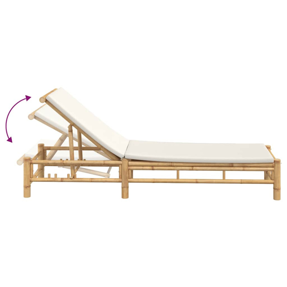 Produktbild för Solsäng med dynor 55x199x30 cm bambu