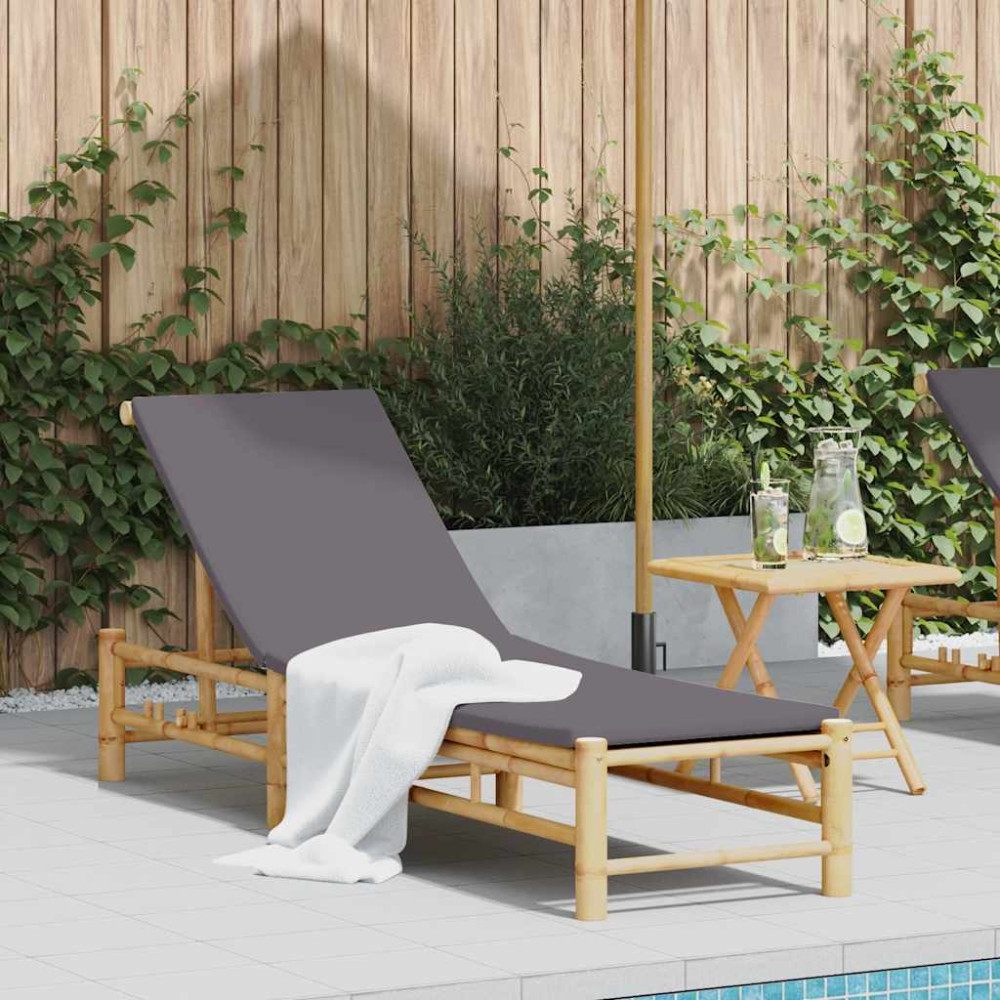 Produktbild för Solsäng med dynor 55x199x30 cm bambu
