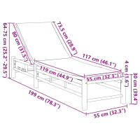 Produktbild för Solsäng med dynor 55x199x30 cm bambu