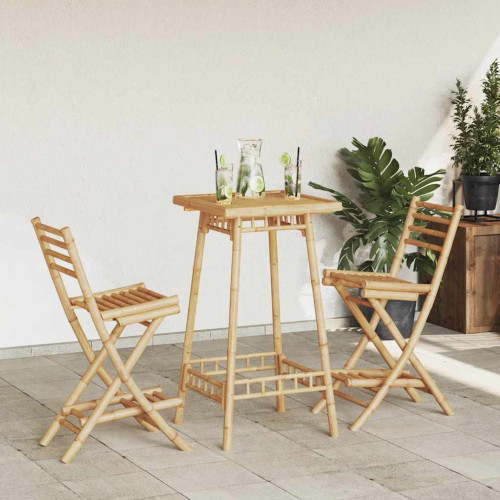 vidaXL Barstolar utomhus med fotstöd 2 st hopfällbar bambu