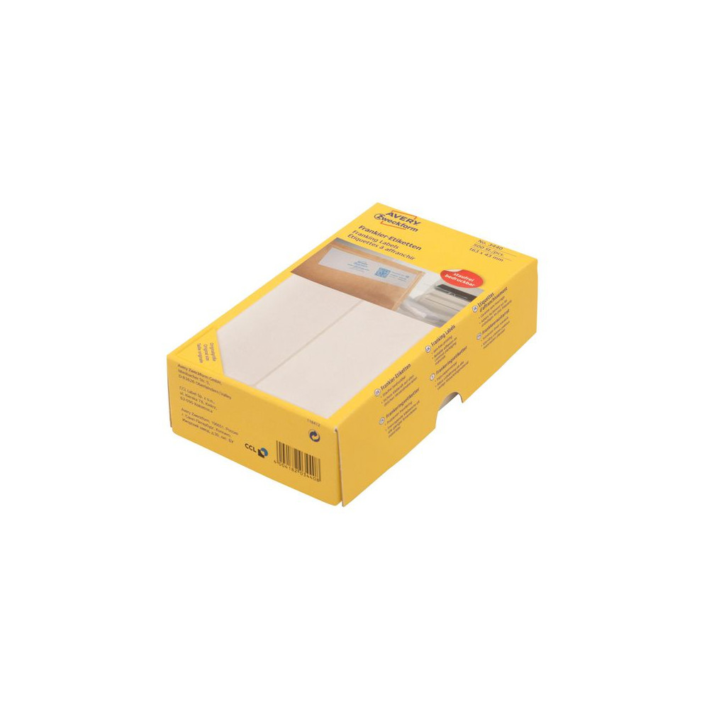 Produktbild för Etikett AVERY frankering 163x43mm 500/fp