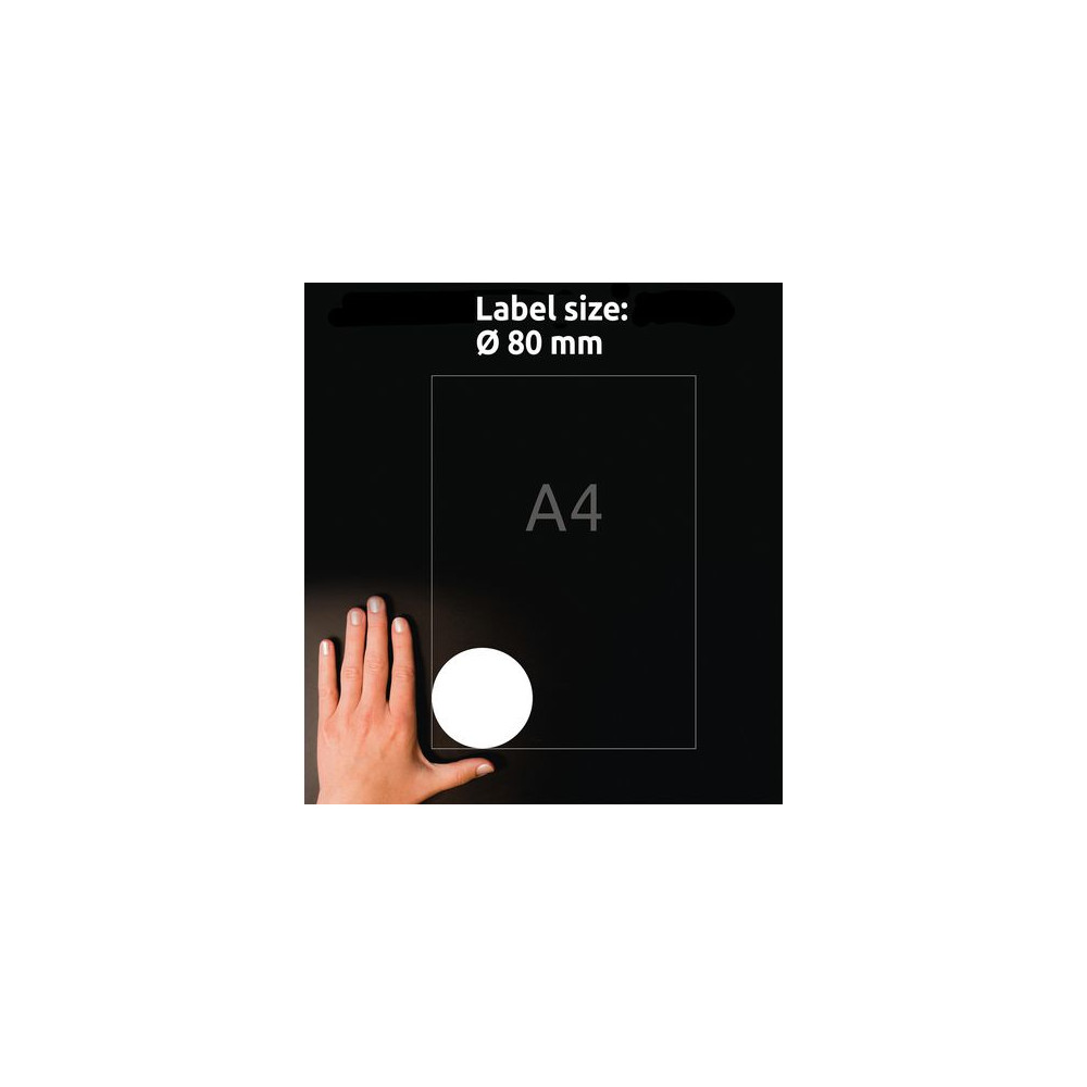 Produktbild för Etikett AVERY papper Ø80mm vit 60/fp