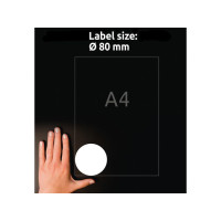 Produktbild för Etikett AVERY papper Ø80mm vit 60/fp