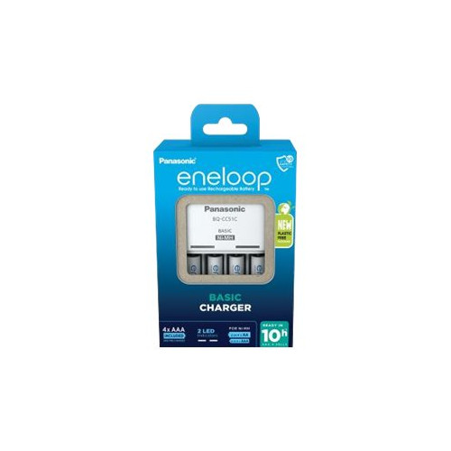 Panasonic Panasonic eneloop Basic BQ-CC51 batteriladdare - plastfri - 4 x AAA - NiMH - Eurokontakt