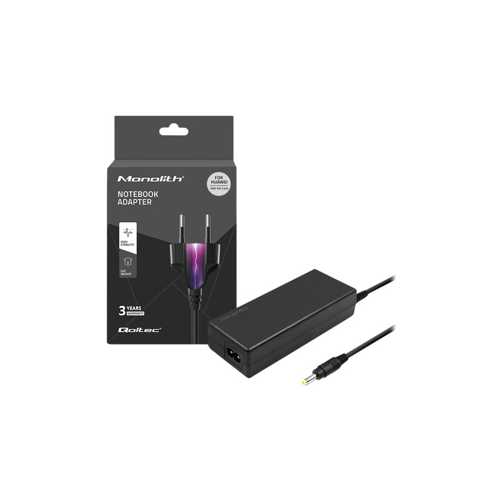 Produktbild för Qoltec Monolith - strömadapter - 19 V, 3,42 A, 4,0 * 1,7, strömkabel - 65 watt