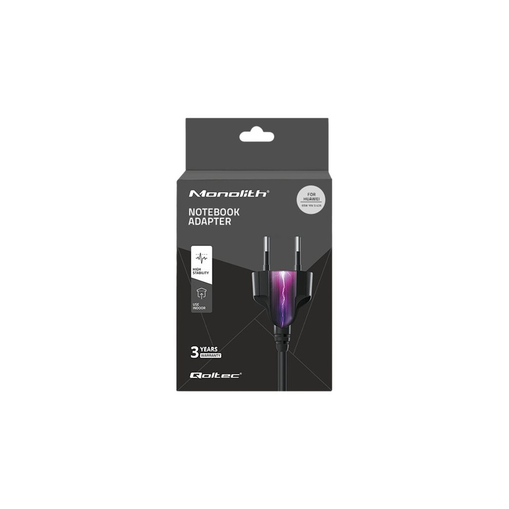 Produktbild för Qoltec Monolith - strömadapter - 19 V, 3,42 A, 4,0 * 1,7, strömkabel - 65 watt