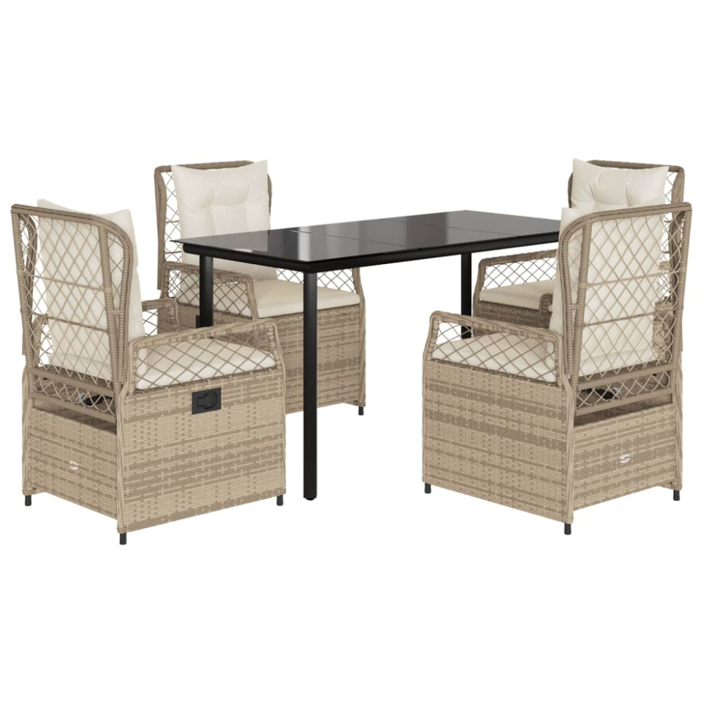 Produktbild för Matgrupp för trädgården med dynor 5 delar beige konstrotting