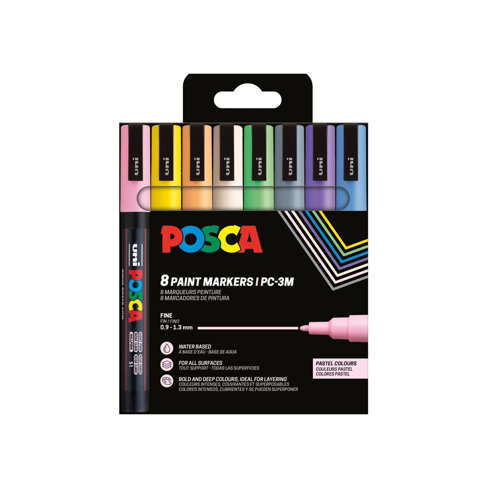 Produktbild för Posca Corner Etui PC-3M 8 basfärger (401659)