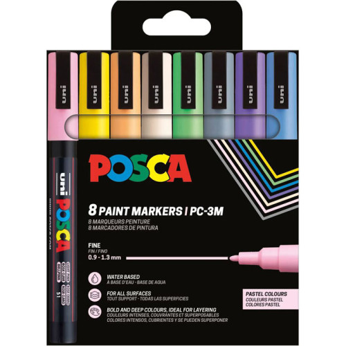 POSCA Posca Corner Etui PC-3M 8 basfärger (401659)