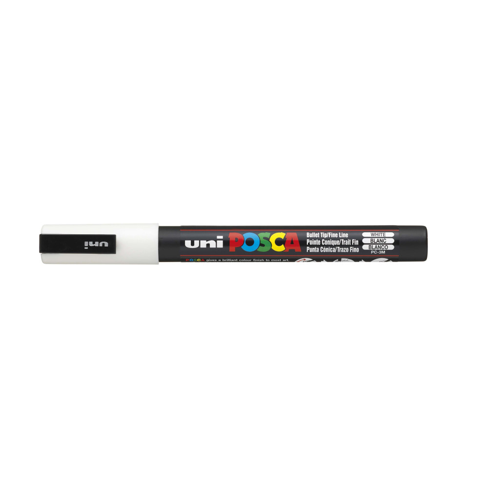 Produktbild för POSCA penna PC-3M, akryl, vit, rund spets