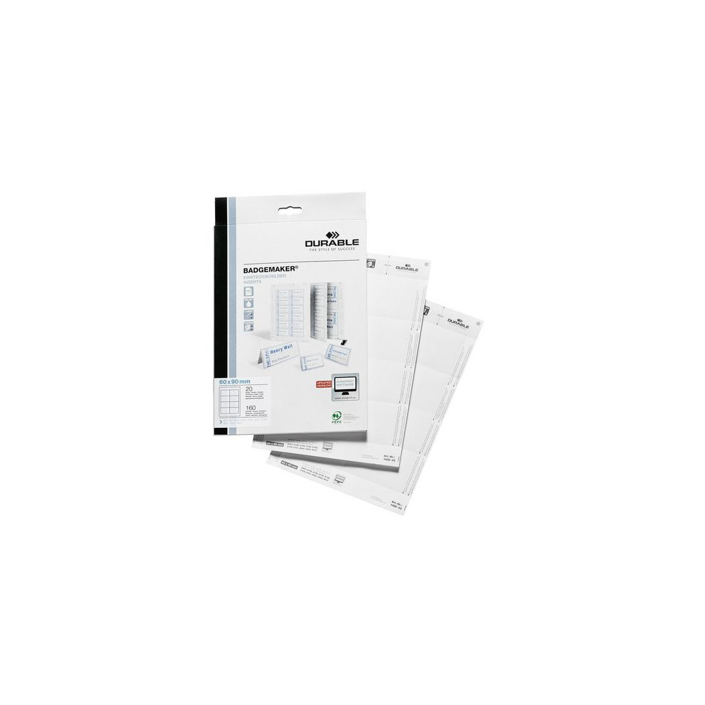 Produktbild för Etiketter DURABLE namnskylt 90x60 20/fp