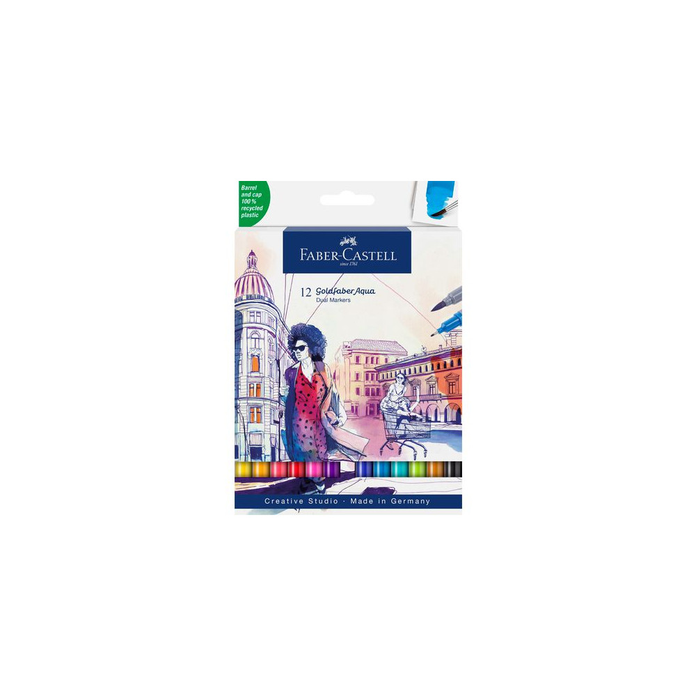 Produktbild för Fiberpenna Goldfaber Aqua Dual 12/fp