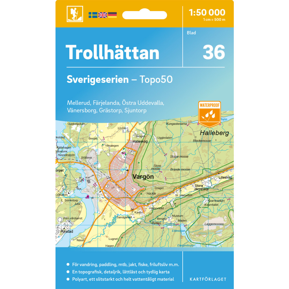 Produktbild för 36 Trollhättan Sverigeserien Topo50