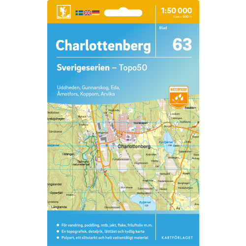 Kartförlaget 63 Charlottenberg Sverigeserien Topo50