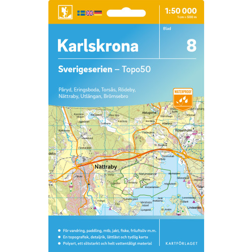 Kartförlaget 8 Karlskrona Sverigeserien Topo50