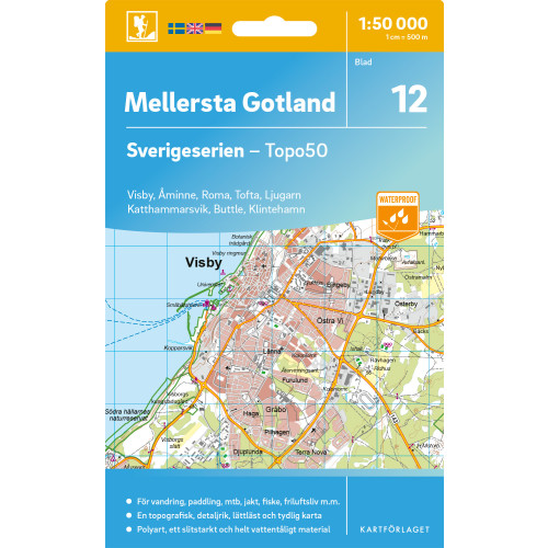 Kartförlaget 12 Mellersta Gotland Sverigeserien Topo50
