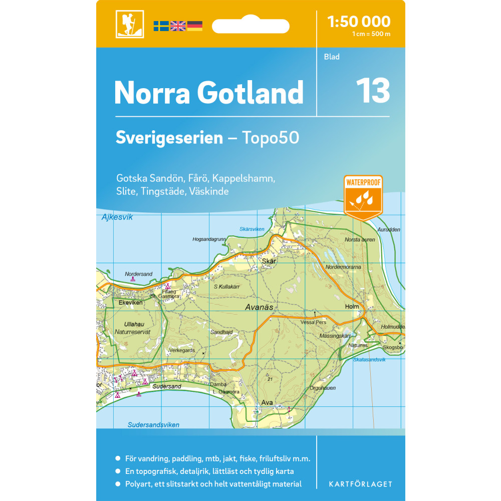 Produktbild för 13 Norra Gotland Sverigeserien Topo50