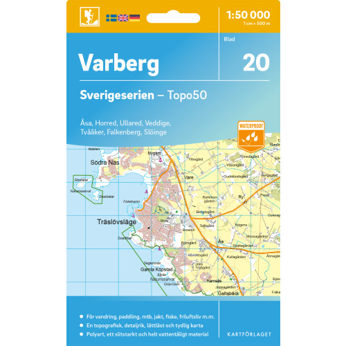 Kartförlaget 20 Varberg Sverigeserien Topo50