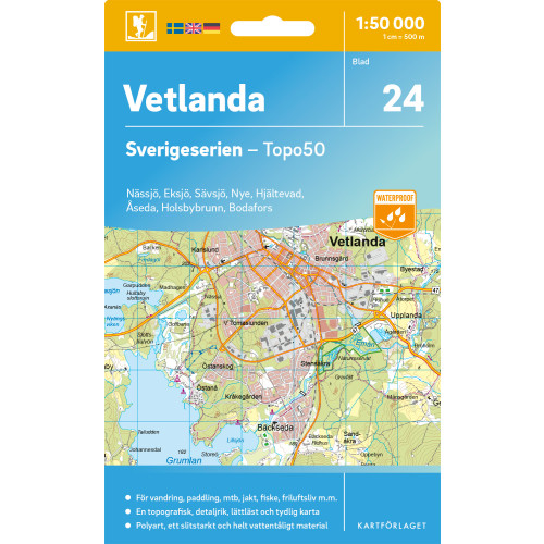 Kartförlaget 24 Vetlanda Sverigeserien Topo50