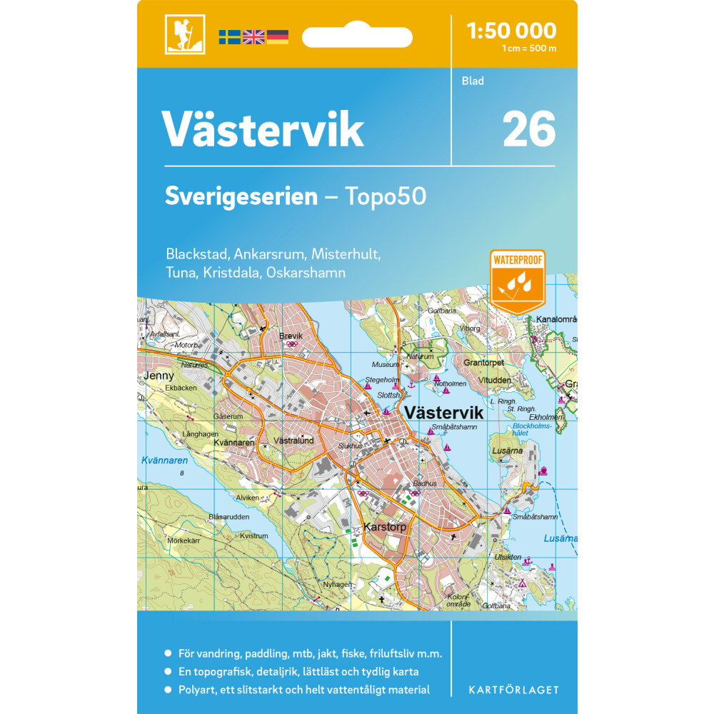Produktbild för 26 Västervik Sverigeserien Topo50