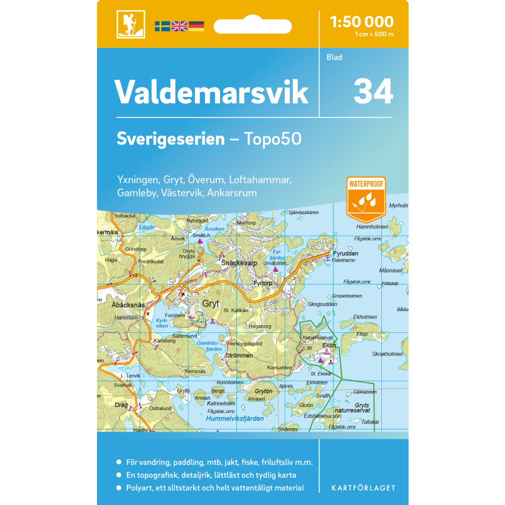 Produktbild för 34 Valdemarsvik Sverigeserien Topo50