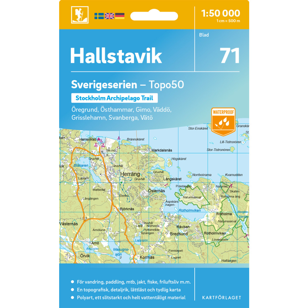 Produktbild för 71 Hallstavik Sverigeserien Topo50