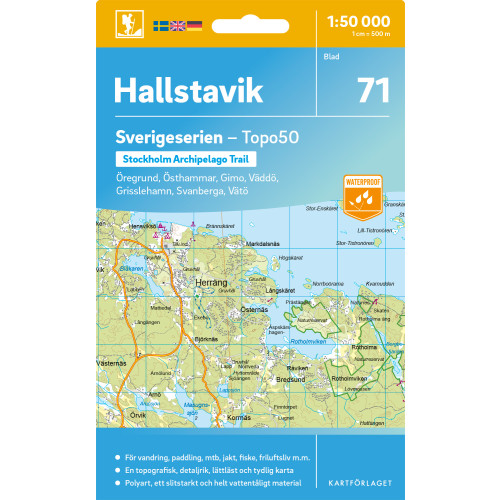 Kartförlaget 71 Hallstavik Sverigeserien Topo50