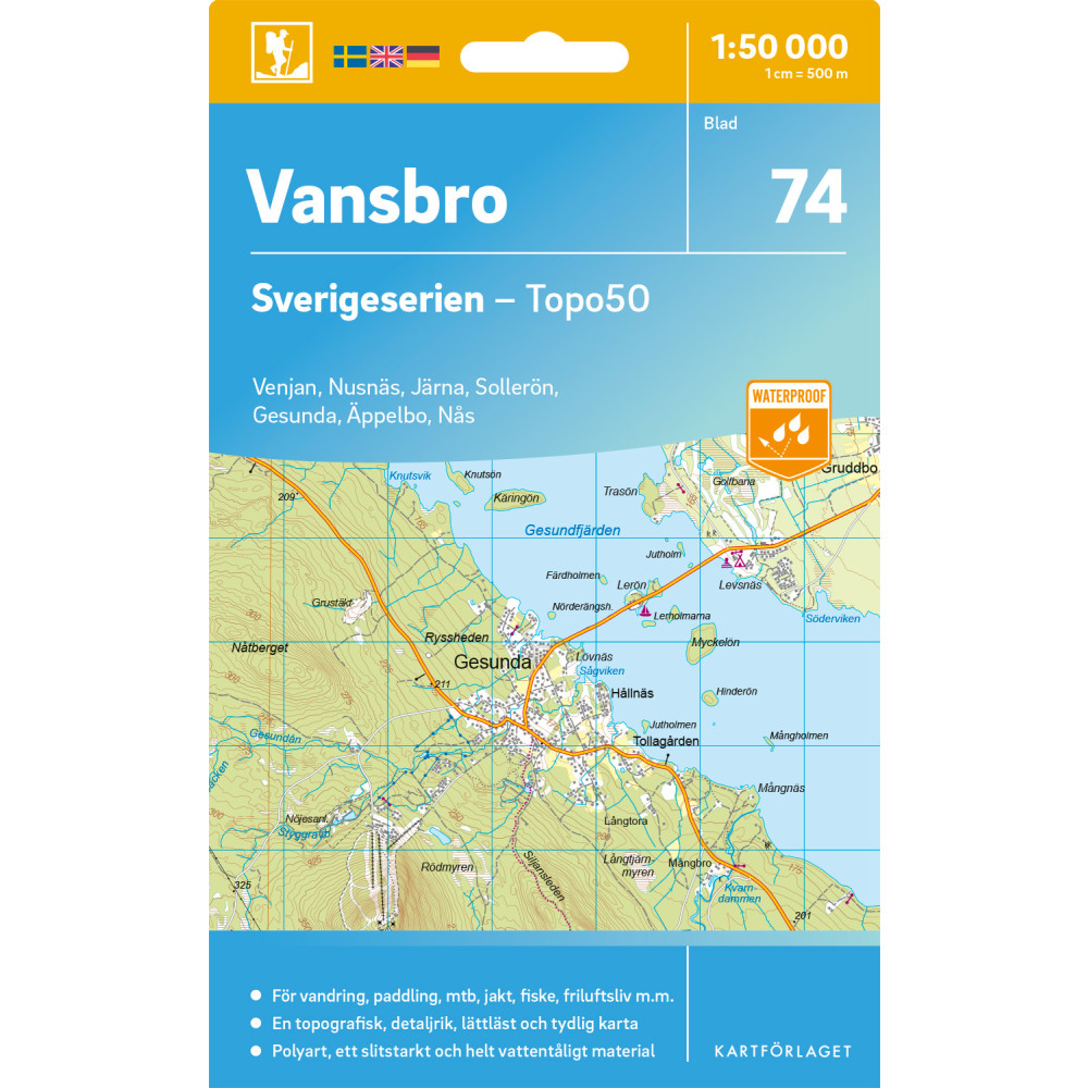 Produktbild för 74 Vansbro Sverigeserien Topo50