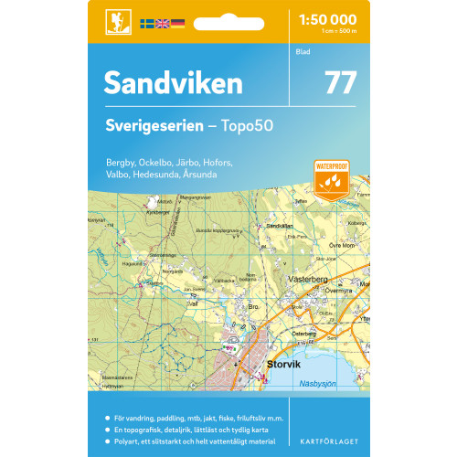 Kartförlaget 77 Sandviken Sverigeserien Topo50