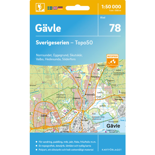 Kartförlaget 78 Gävle Sverigeserien Topo50