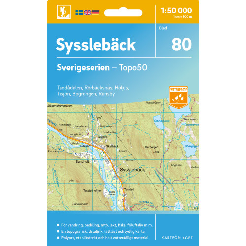 Kartförlaget 80 Sysslebäck Sverigeserien Topo50