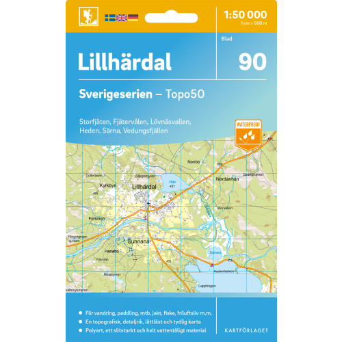 Kartförlaget 90 Lillhärdal Sverigeserien Topo50