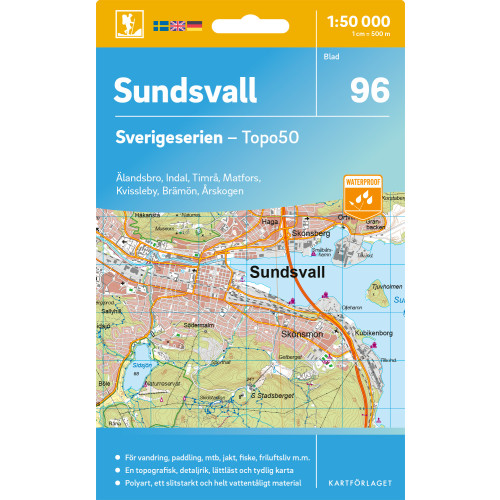 Kartförlaget 96 Sundsvall Sverigeserien Topo50