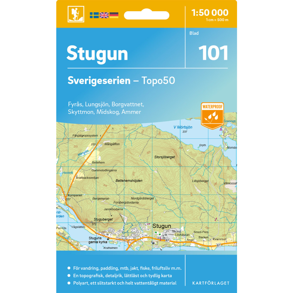 Produktbild för 101 Stugun Sverigeserien Topo50