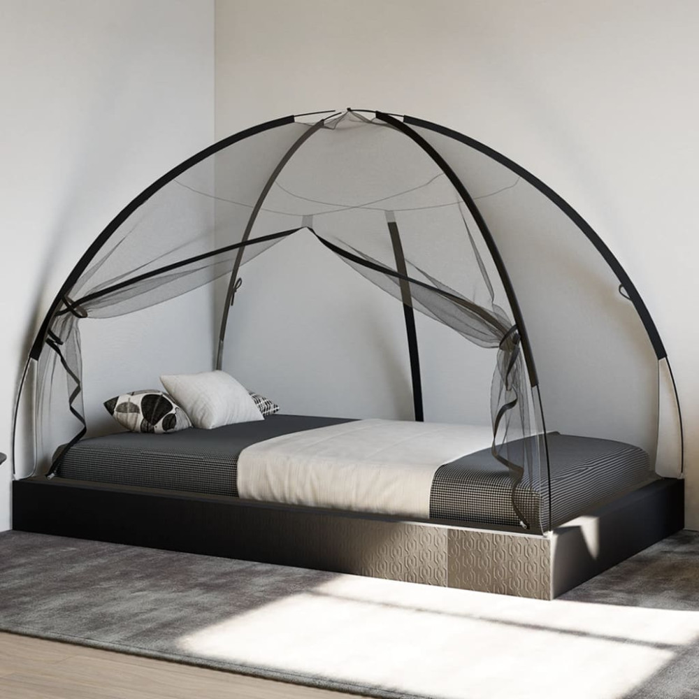 Produktbild för Myggnät med dörrar 220 mesh svart 200x120x130 cm