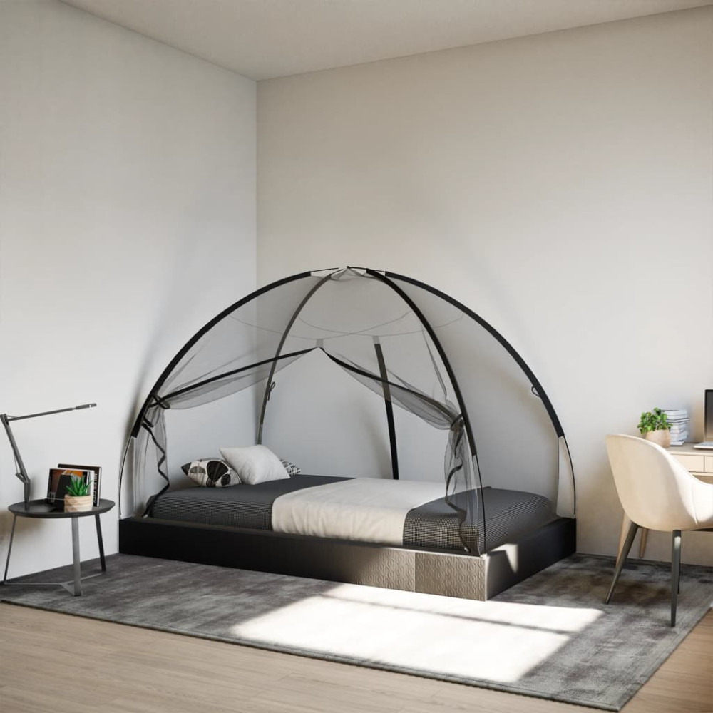 Produktbild för Myggnät med dörrar 220 mesh svart 200x120x130 cm