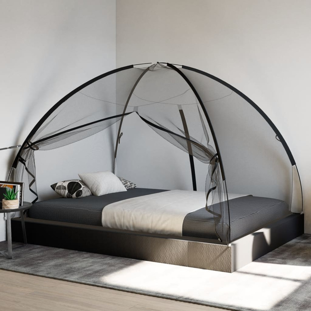 Produktbild för Myggnät med dörrar 220 mesh svart 200x150x140 cm