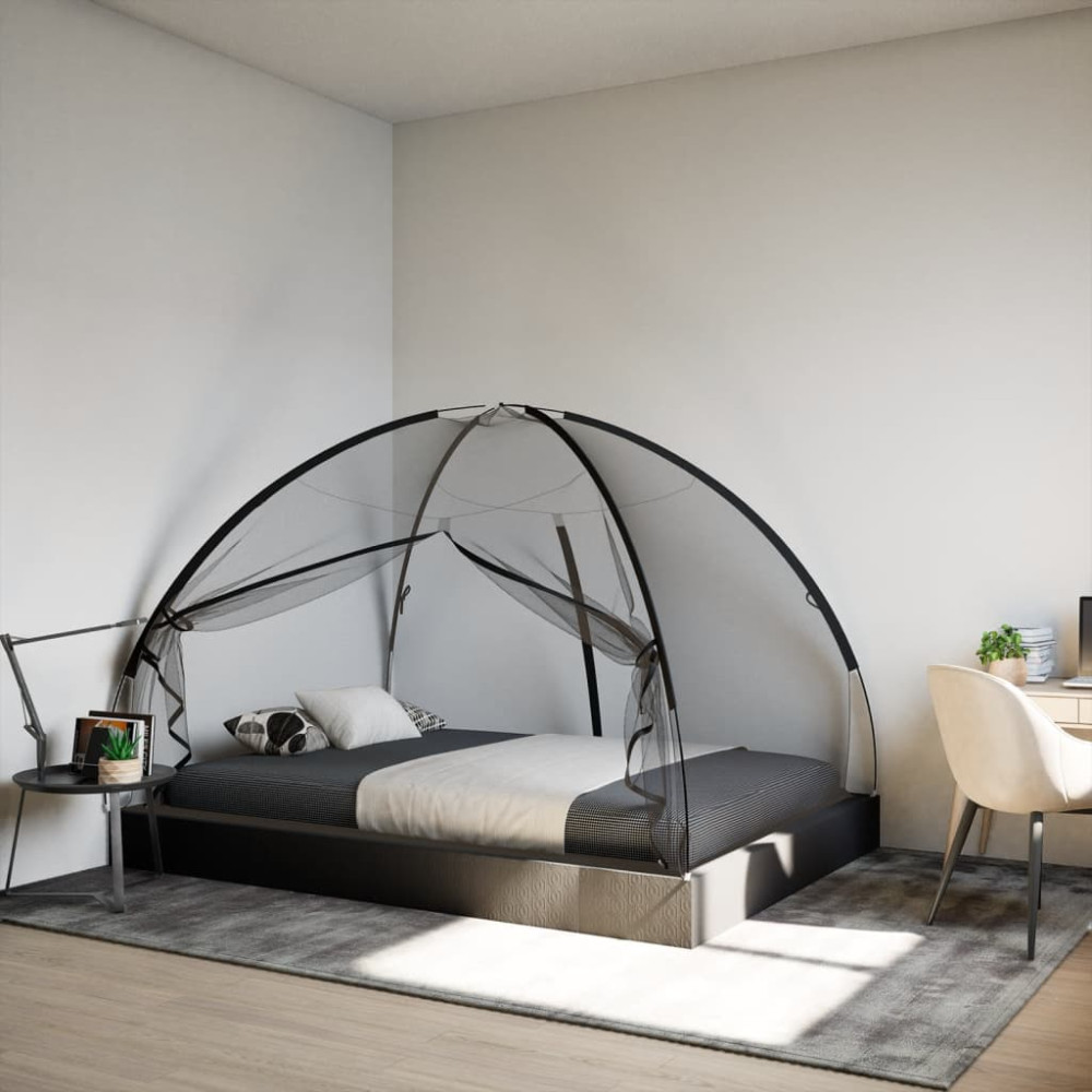 Produktbild för Myggnät med dörrar 220 mesh svart 200x150x140 cm