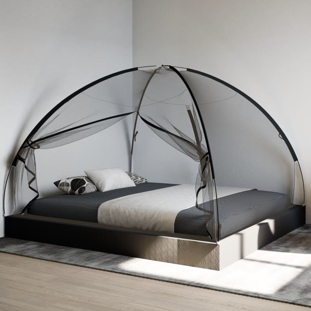 Produktbild för Myggnät med dörrar 220 mesh svart 200x180x135 cm