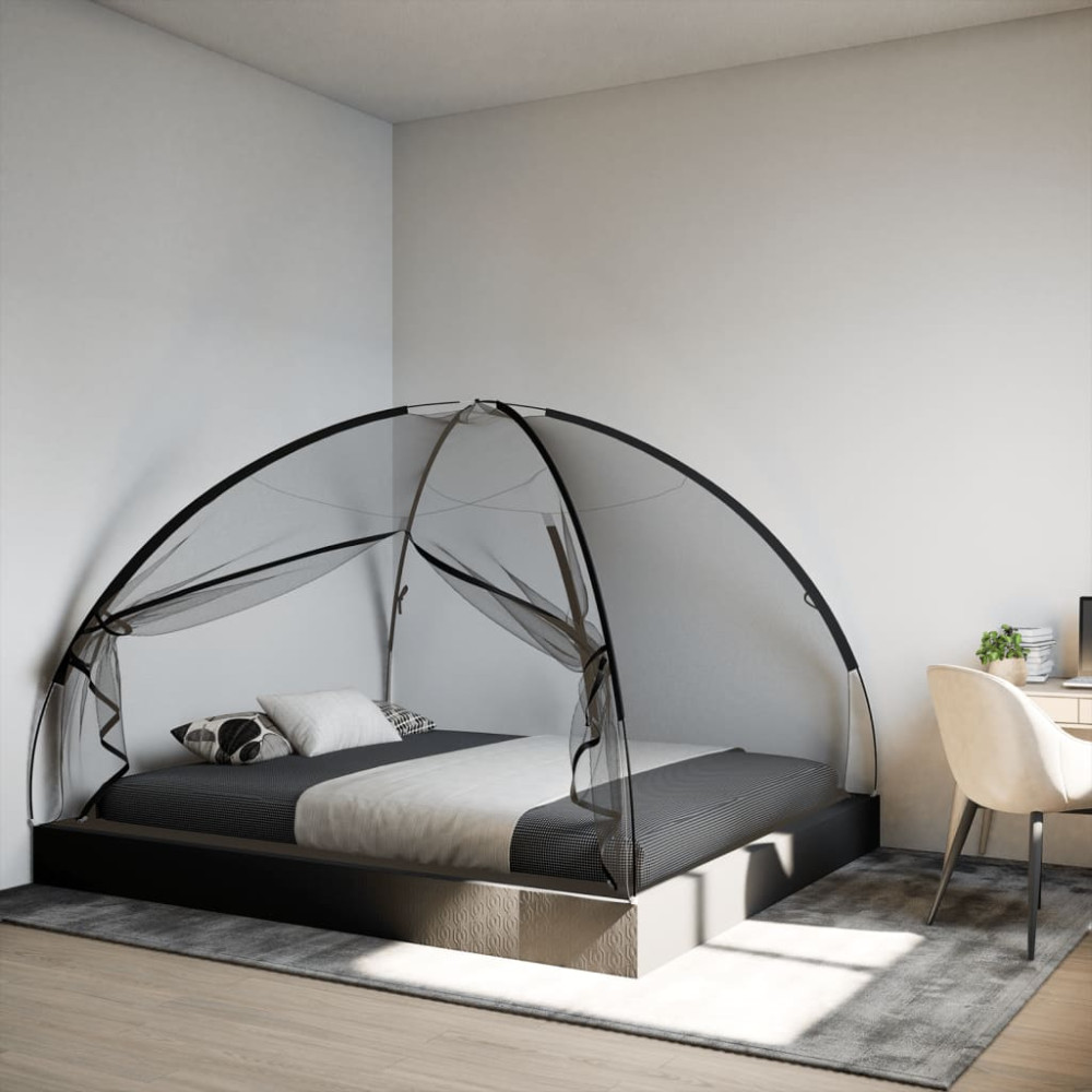 Produktbild för Myggnät med dörrar 220 mesh svart 200x180x135 cm