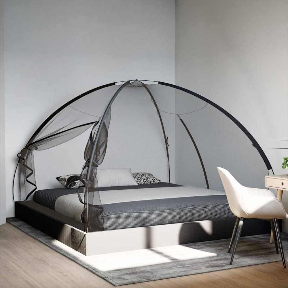 Produktbild för Myggnät med dörrar 220 mesh svart 200x200x135 cm