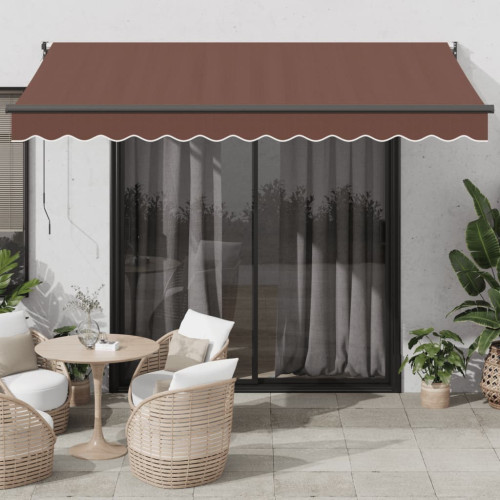 vidaXL Markis automatiskt infällbar brun 350x250 cm