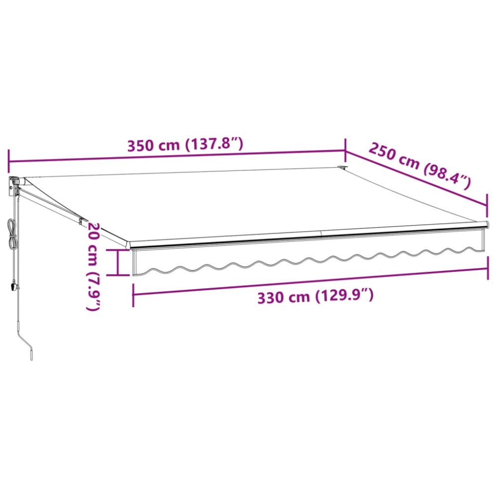 Produktbild för Markis automatiskt infällbar brun 350x250 cm