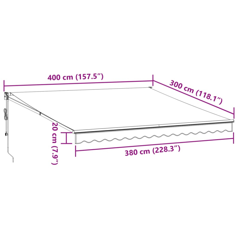 Produktbild för Markis automatiskt infällbar brun 400x300 cm