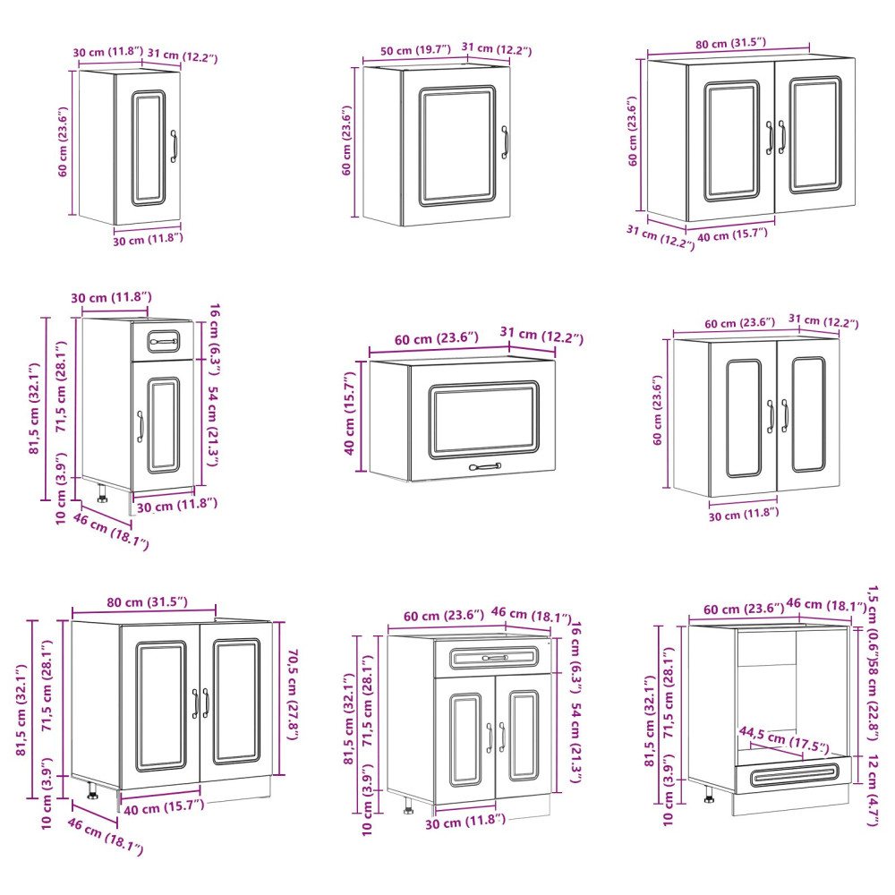 Produktbild för Köksskåp Kalmar Blank vit 80 x 46 x 81,5 cm Konstruerat trä